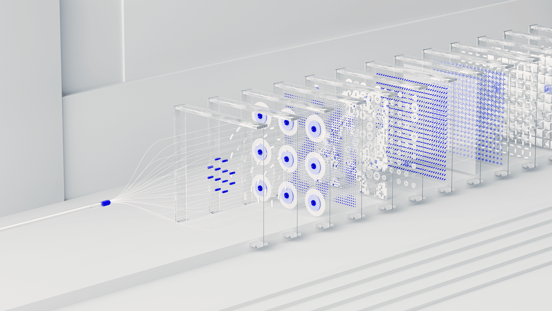 AI Automation — Visual abstraction of neural networks in AI technology, featuring data flow and algorithms.
